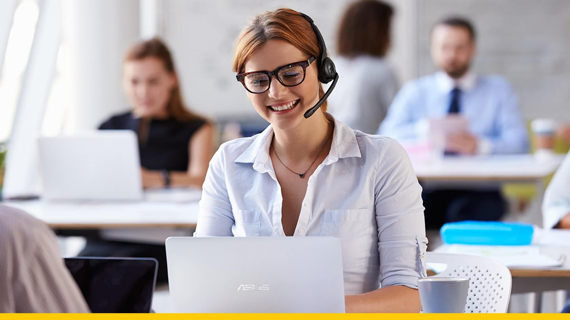 women working with notebook asus