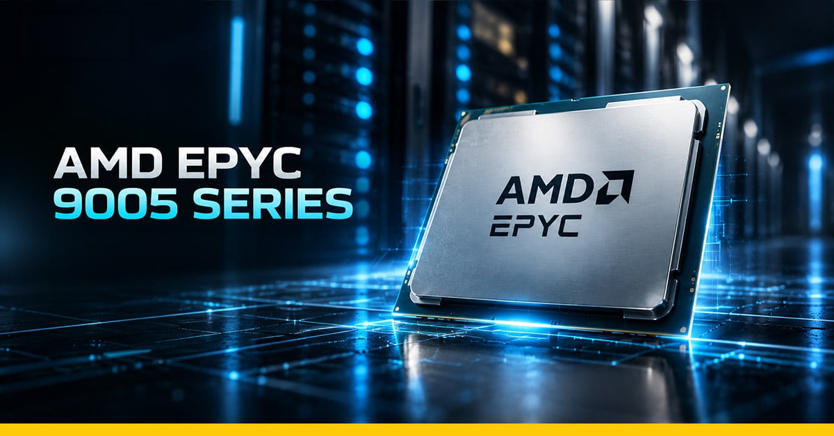 ภาพโปรเซสเซอร์ AMD EPYC 9005 Series สำหรับเซิร์ฟเวอร์องค์กร รองรับการประมวลผล AI Inference, Cloud Computing และ Data Analytics